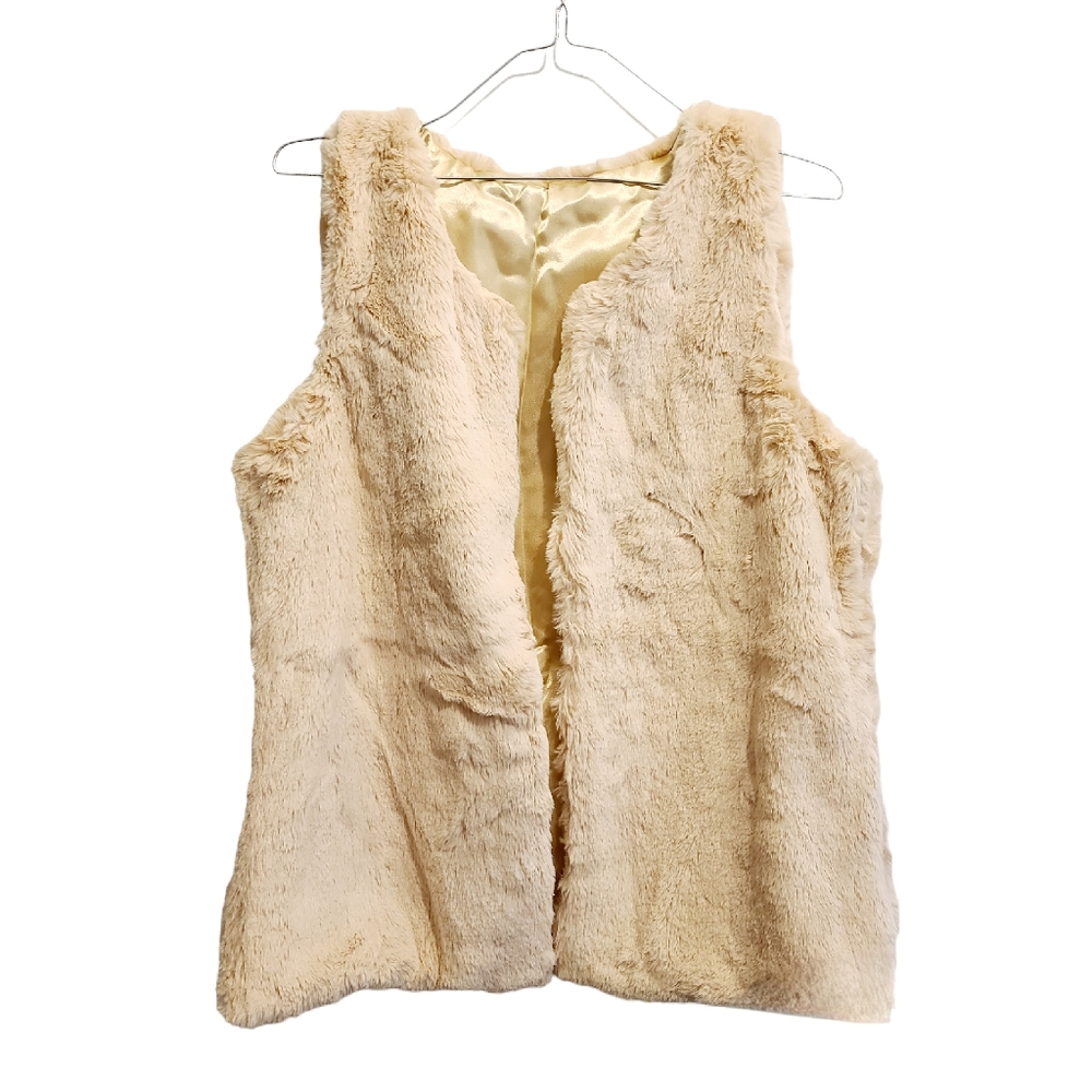 Cream Faux Fur Vest Fully Lined